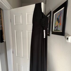 Azazie Ashley Black Strapless Maxi Gown